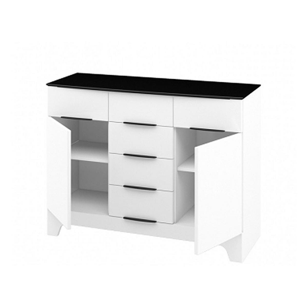 SIDEBOARD Verona weiß / weiß Hochglanz 121 / 45 / 91cm - Schwarz/Weiß, Holz/Holzwerkstoff (121/91/45cm) - Feldmann-Wohnen
