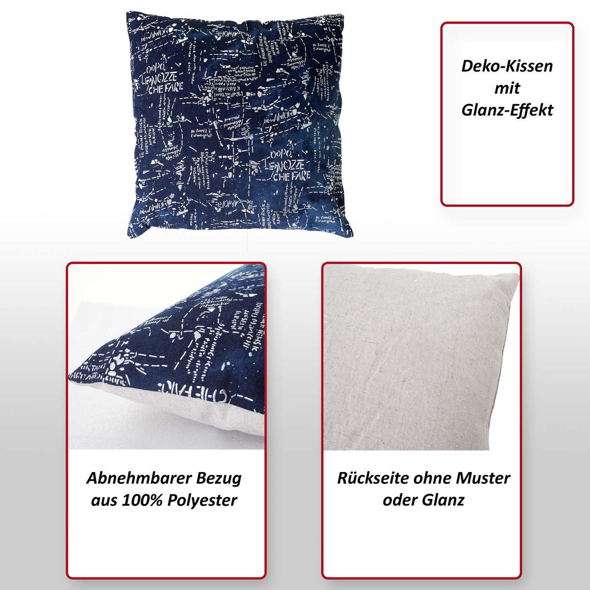 DEKO-KISSEN SCHRIFT Blau - Blau, Textil (12/45/45cm) - MCW