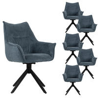 ESSZIMMERSTUHL Ginosa drehbar 6er-Set - Blau/Schwarz, Textil/Metall (62/90/66cm) - Mr. Deko