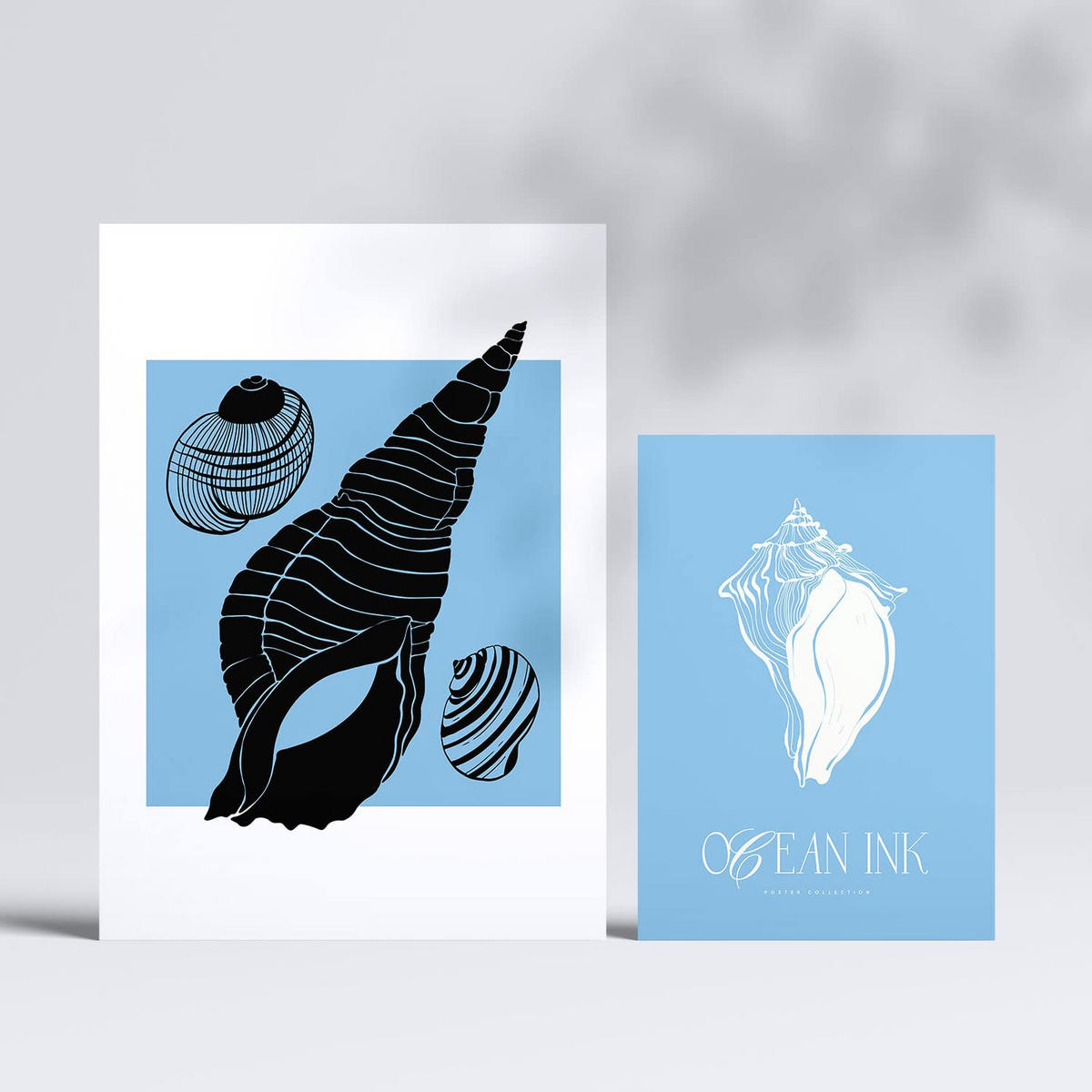 POSTER Set Mit 6 In Schwarzer Tinte Meeresschnecken A3 & A4 Rahmenlos - Klar, Papier (29/3cm) - Nacnic