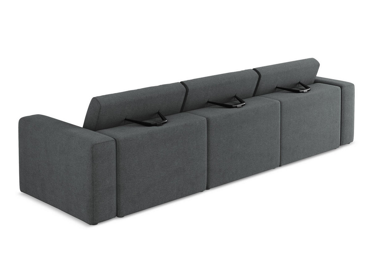 ECKSOFA mit Schlaffunktion links Chenille Stoff Grau - Blau/Schwarz, Kunststoff/Textil (149/210cm) - Makamii