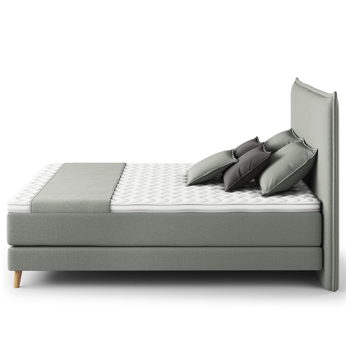 BOXSPRINGBETT - Klassisch - Grau, Holz (180/200cm) - home24