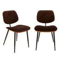 VELOURS-STÜHLE im 2er-Set mit Holz-Finish - Olympia - Braun, Holz (76.5/76.5/46cm) - Signature