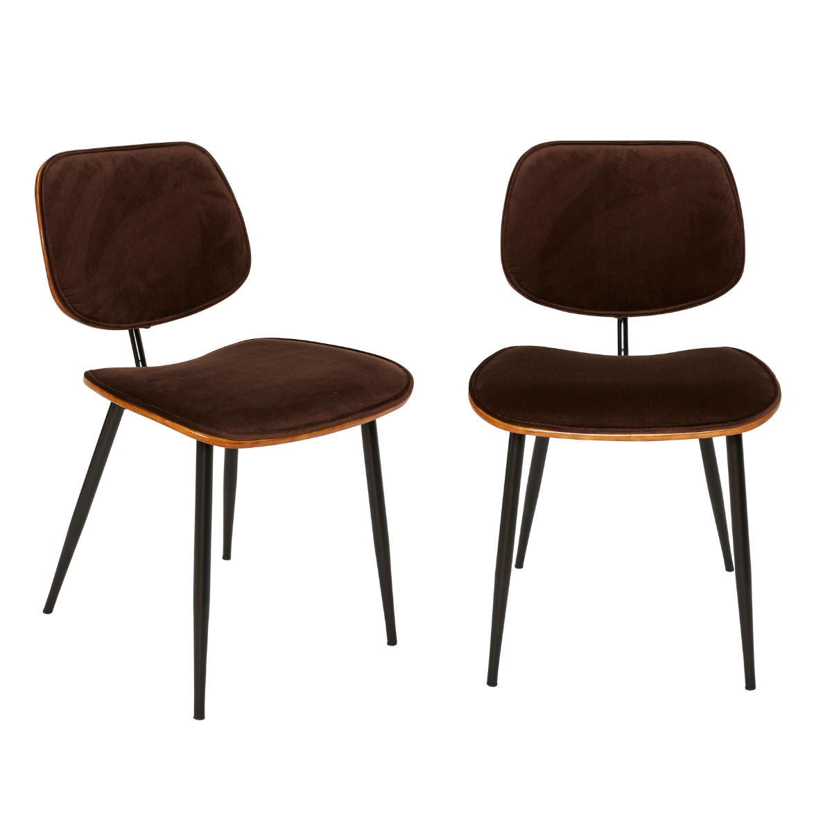 VELOURS-STÜHLE im 2er-Set mit Holz-Finish - Olympia - Braun, Holz (76.5/76.5/46cm) - Signature