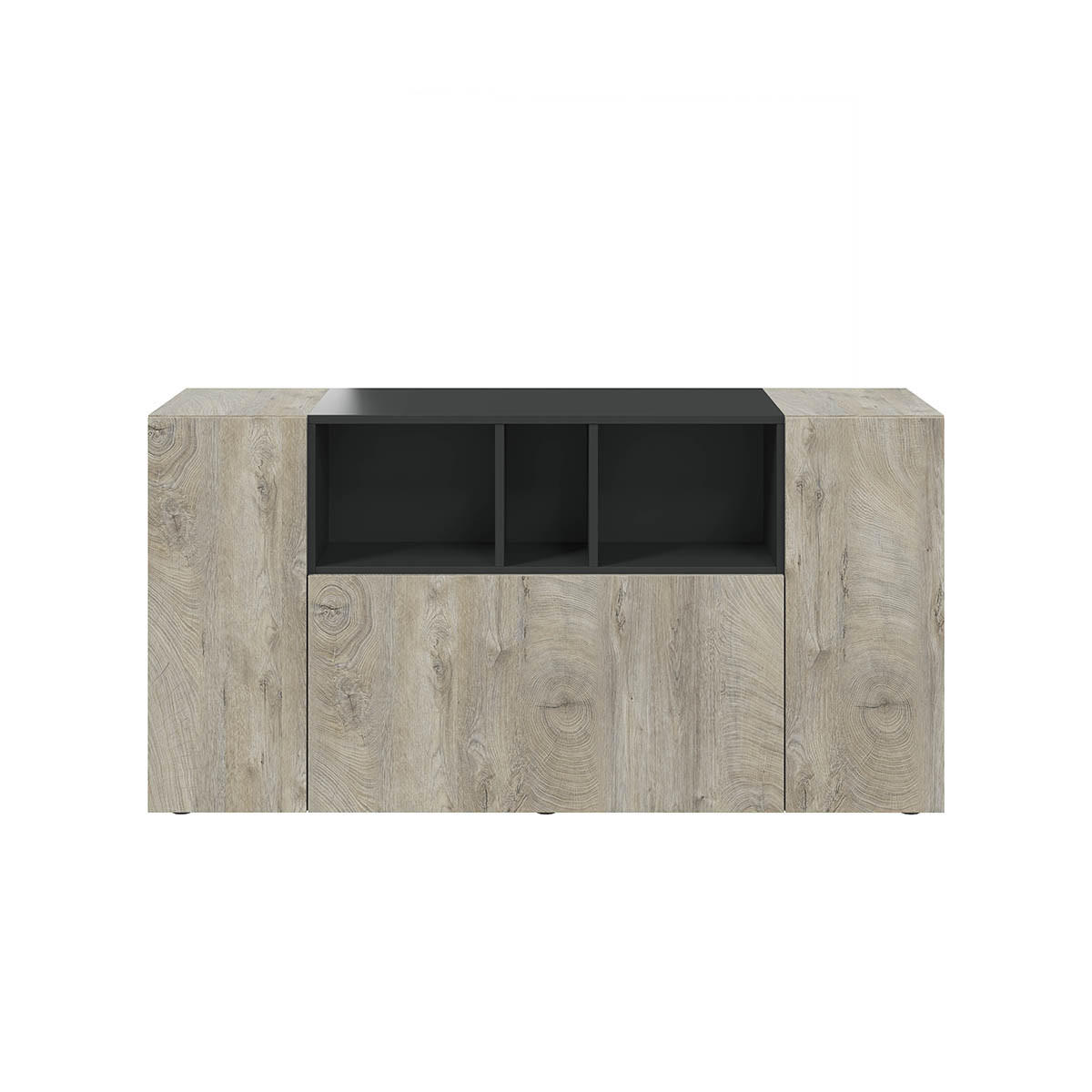 SIDEBOARD mit 3 Türen, davon 1 Flügeltür und 3 Nischen Tamiko - L150cm - Eiche Artisan/Grau, Holzwerkstoff (41/76/150cm) - Calicosy