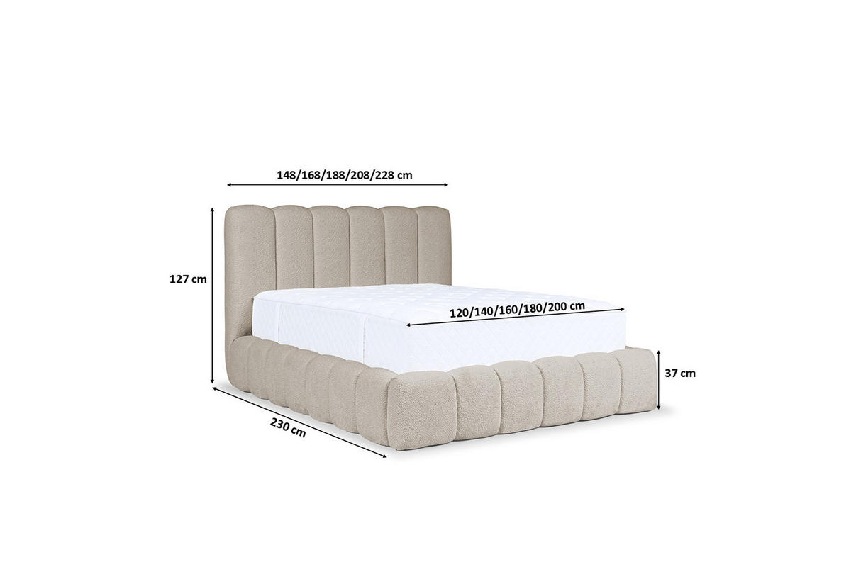 POLSTERBETT Mit Bettkasten, Chenille-Stoff Catch Me, Beige, 200x200 cm, CANDE - Beige, Holz (200/200cm) - Kaiser Möbel