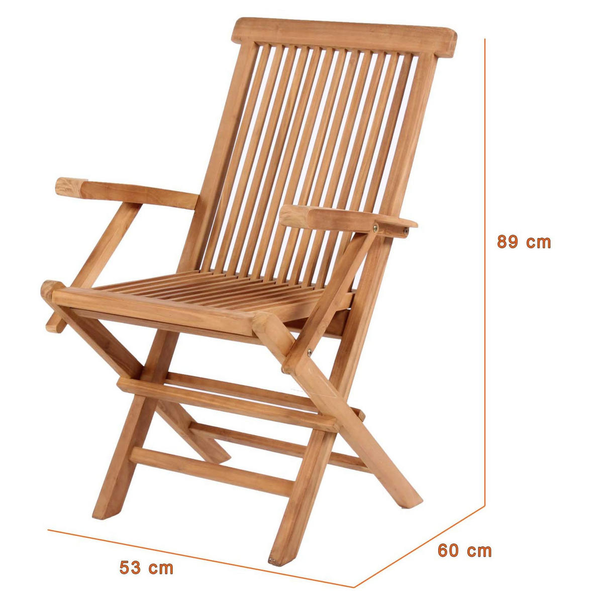 GARTENSTUHL Andover Teak - Naturfarben, Naturmaterialien/Holz (53/89/60cm) - Mr. Deko