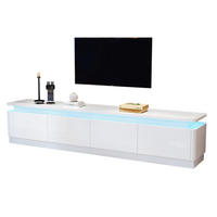 LOWBOARD 180/34/40 cm in Weiß aus Spanplatte mit LED-Beleuchtung und 4 Schubladen - Weiß, Holzwerkstoff (34/40/180cm) - OKMYHOME