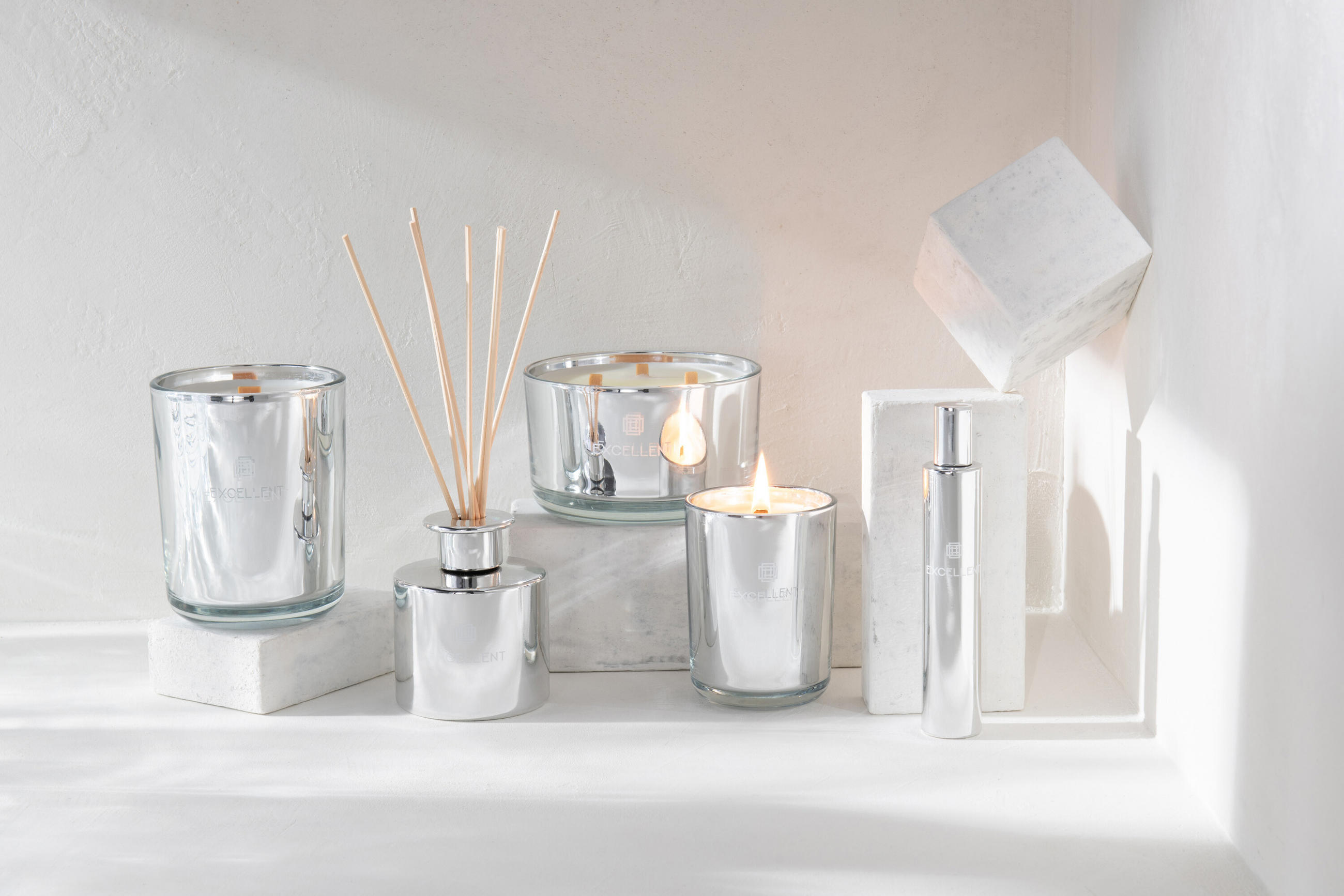 RAUMPARFUM SPRAY EXCELLENT - Glas - Silber - Silberfarben, Glas (3.5/16.5/3.5cm) - J-Line