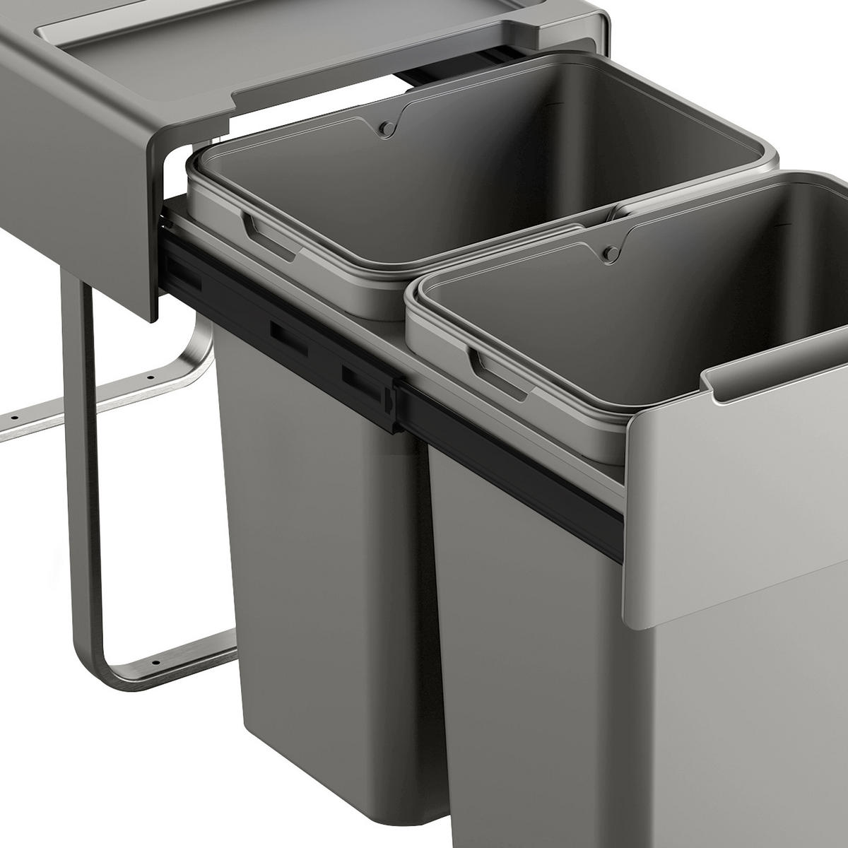 EINBAUMÜLLEIMER EM2x20 40L - Grau, Kunststoff (33.5/42/48cm) - SVITA