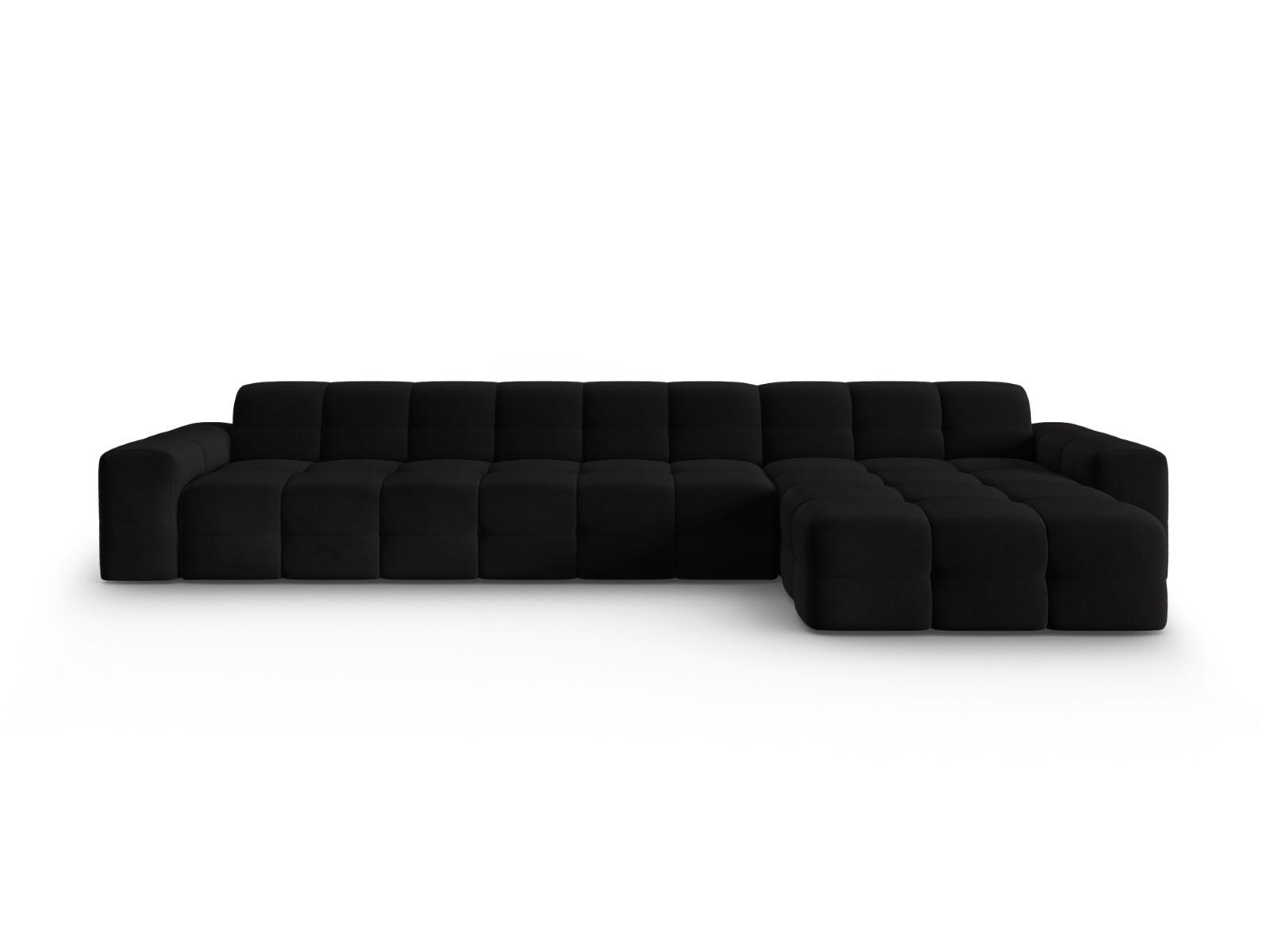 ECKSOFA rechts Kendal aus Samt schwarz 5 Sitzplätze - Schwarz, Textil (173/357cm) - Micadoni