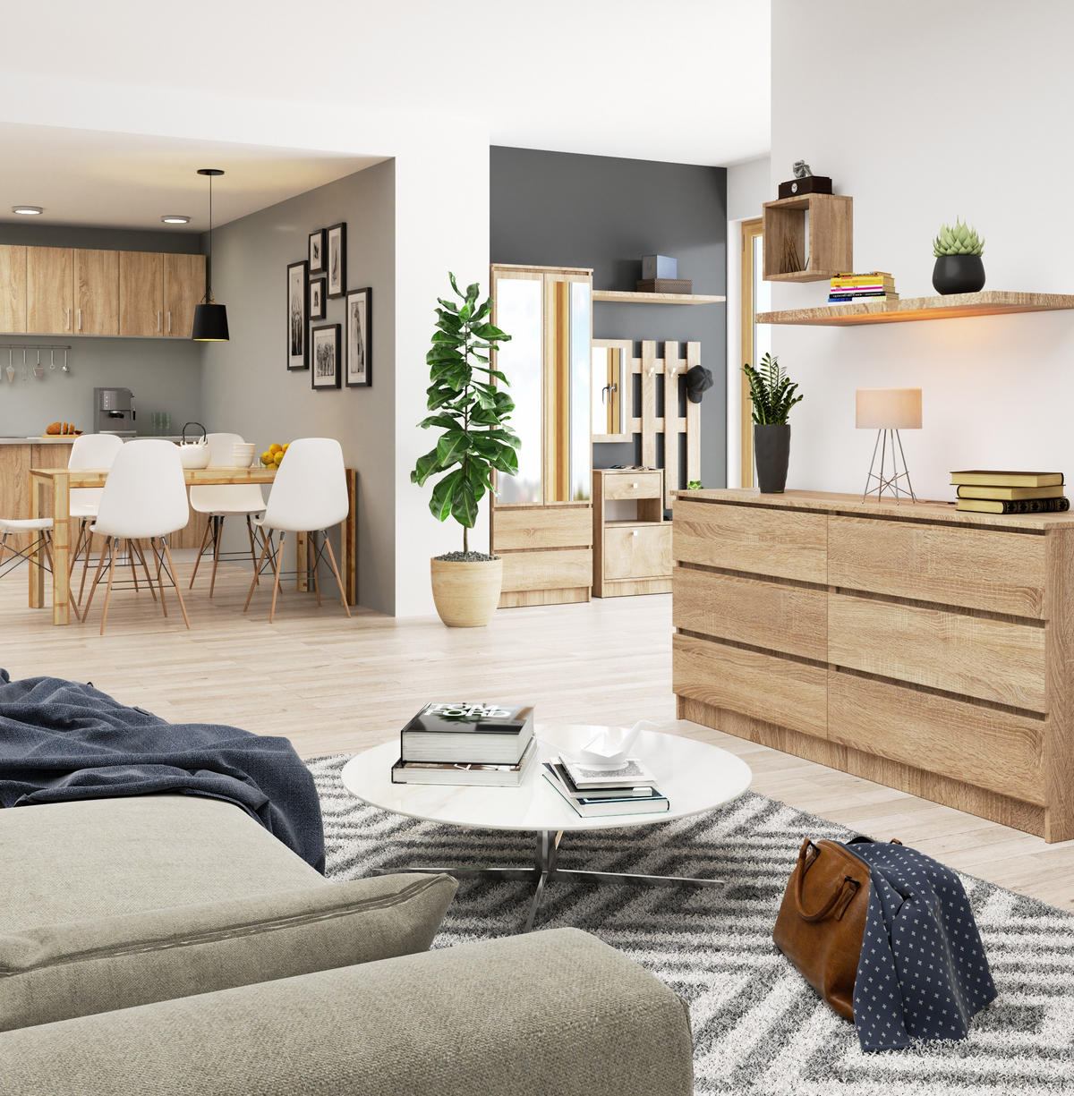 KOMMODE Sonoma Eiche 160x40x77 cm - Sonoma Eiche, Holzwerkstoff (160/77/40cm) - Akord