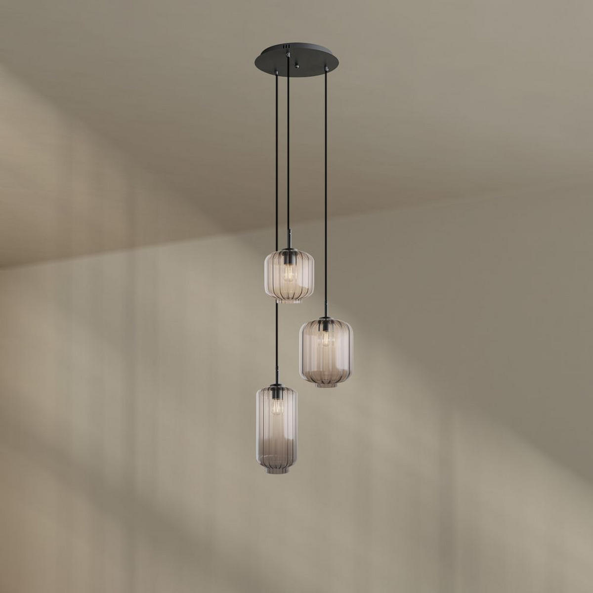 GALERIELEUCHTE Velo 3-flammig Klar Ø 18/20/25cm - Klar/Schwarz, Glas (25/25/27cm) - s.luce