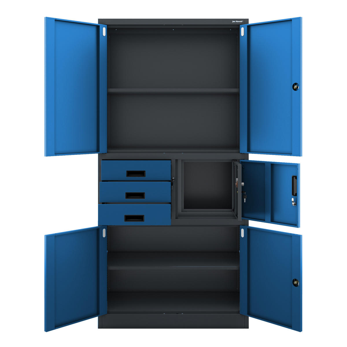 AKTENSCHRANK FILIP II 185x90x40 cm - Blau/Anthrazit, Metall (90/185/40cm) - Jan Nowak