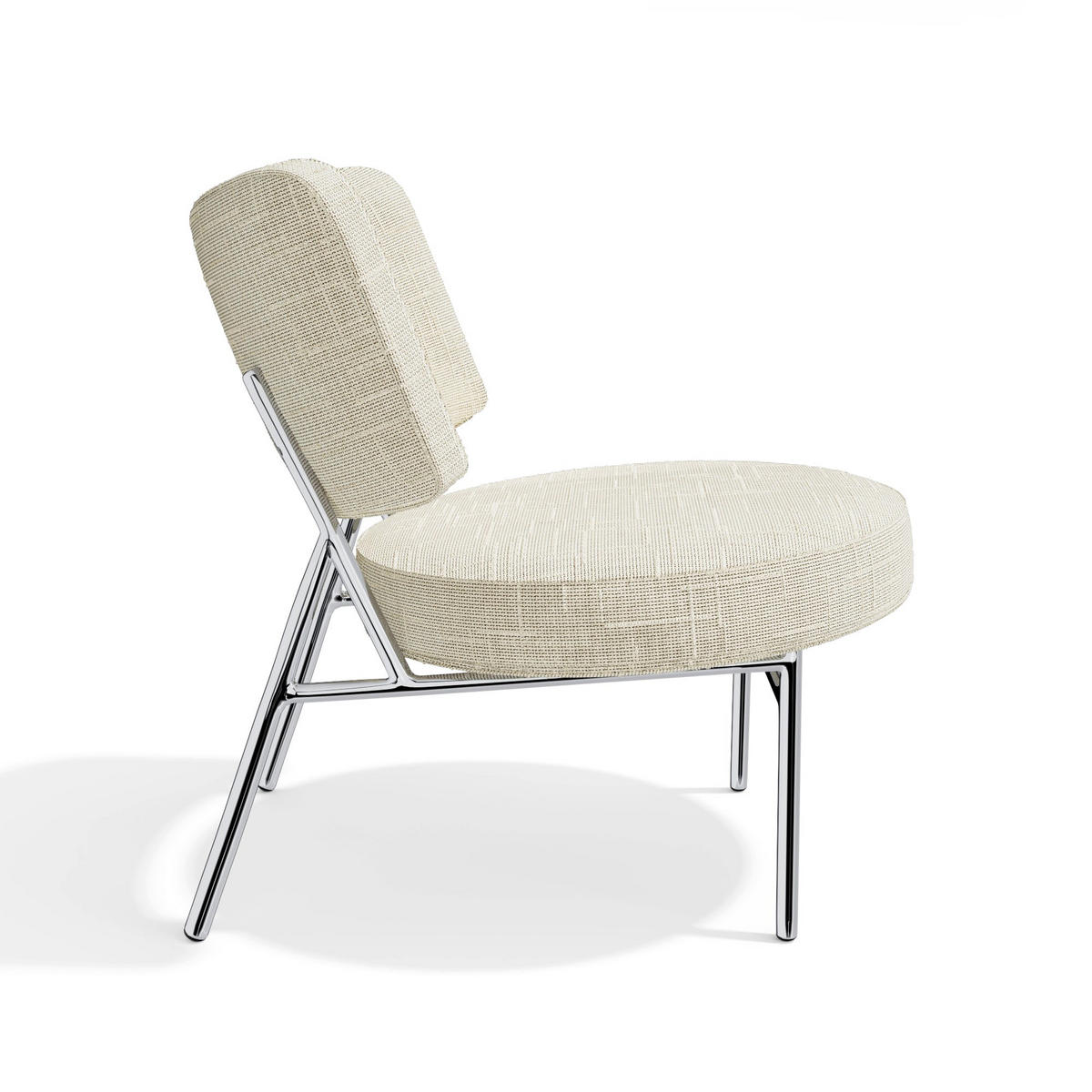 SESSEL Rastervelours 60cm - Creme, Textil (60/70/71cm) - Sia Home