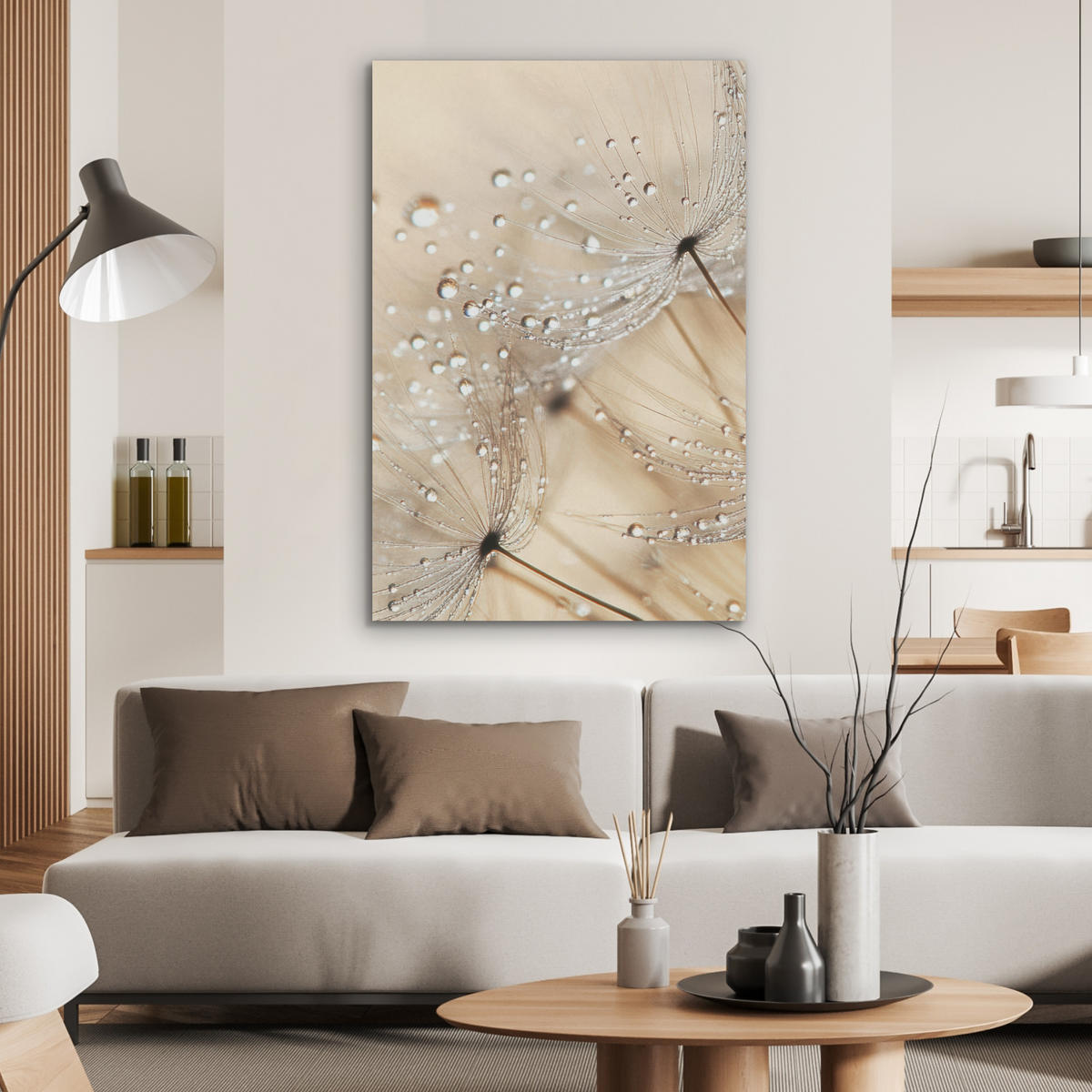 AKUSTIKBILD Löwenzahn - Abstrakt - Natur - Beige Wanddeko 60x90 cm - Braun, Kunststoff (60/90/0.9cm) - MuchoWow