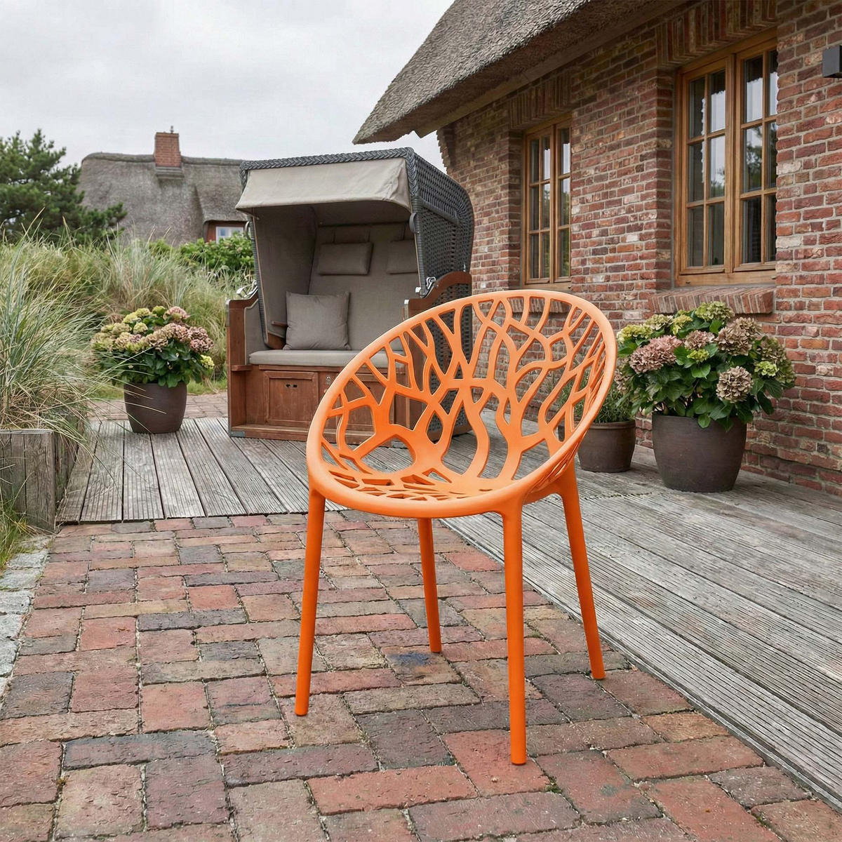 GARTENSTUHL Kunststoff Orange - Orange, Kunststoff (59/80/60cm) - CLP
