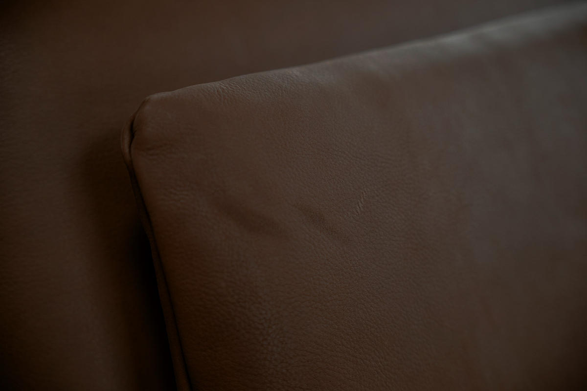 MODULSOFA MIT HOCKER WIOLO 3ER SET Dunkelbraun Leder - Dunkelbraun/Silberfarben, Leder/Metall (350/83/350cm) - KAWOLA