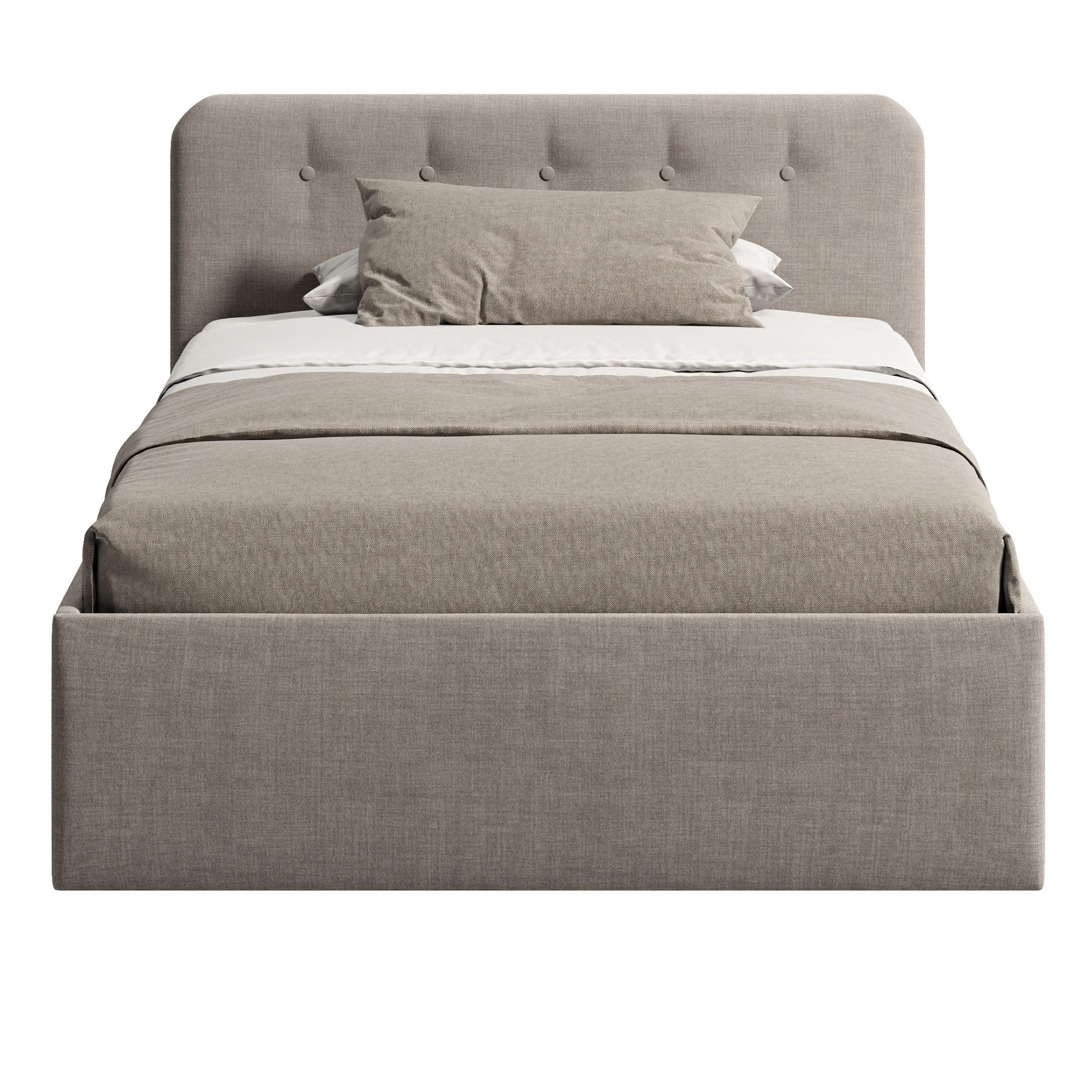 POLSTERBETT mit verstellbarem Lattenrost & Bettkasten, Bonnell-Matratze, 140 x 200 cm in beige - Beige, Holzwerkstoff/Textil (140/200cm) - Home Collective