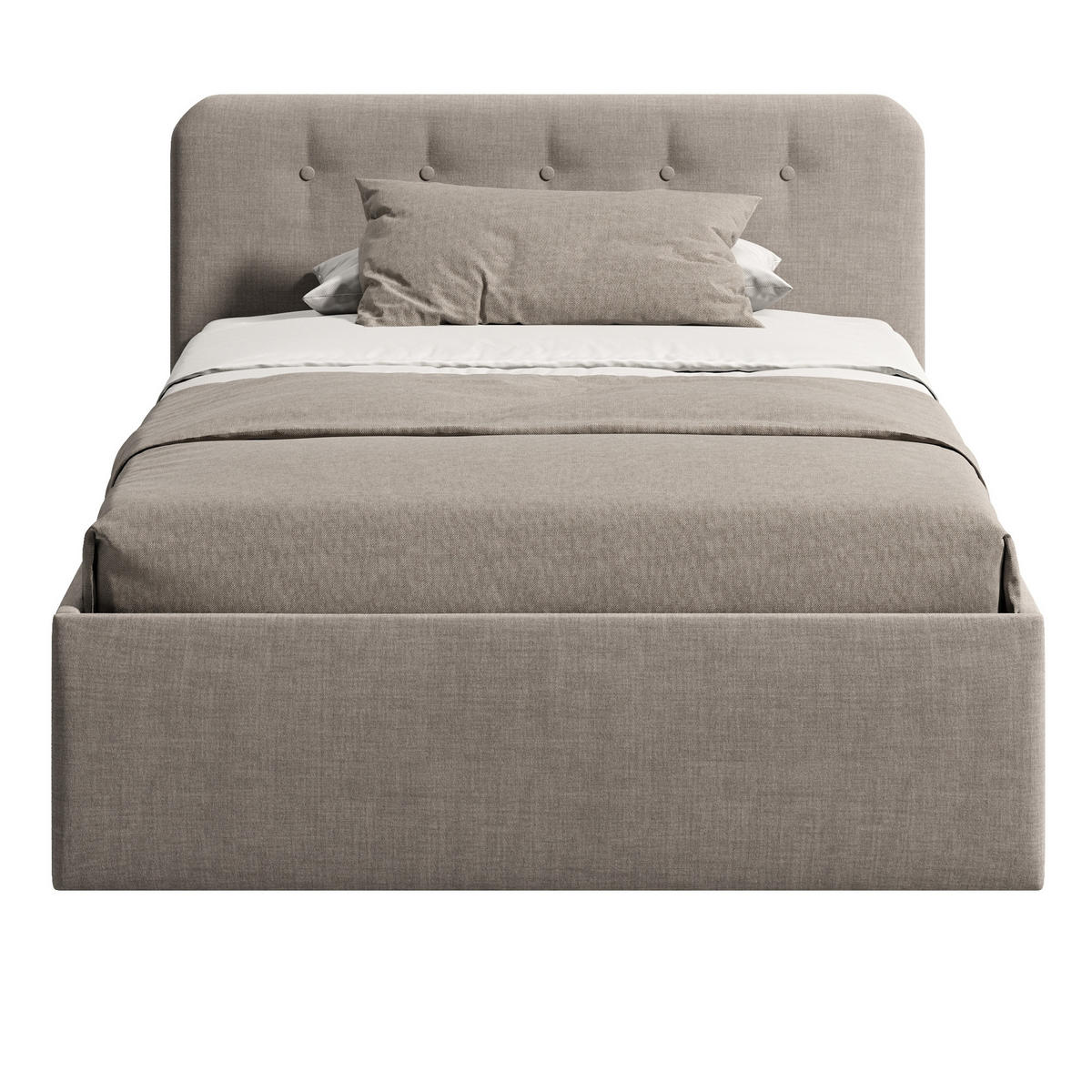 POLSTERBETT mit verstellbarem Lattenrost & Bettkasten, Bonnell-Matratze, 140 x 200 cm in beige - Beige, Holzwerkstoff/Textil (140/200cm) - Home Collective