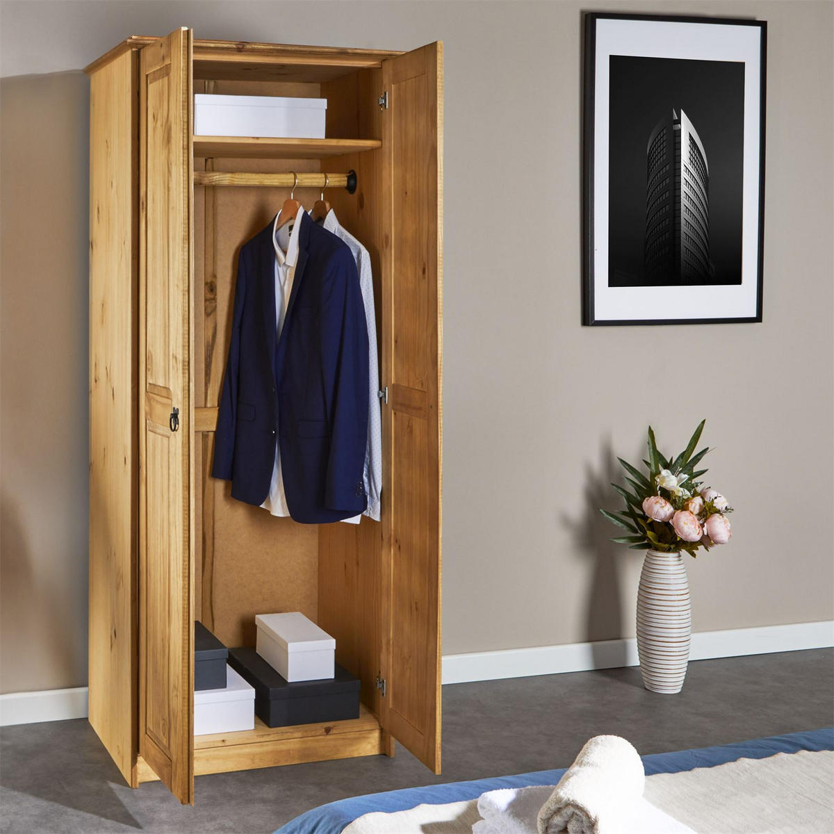KLEIDERSCHRANK BARRIO - Naturfarben, Holz (73/175/50cm) - CARO-Möbel
