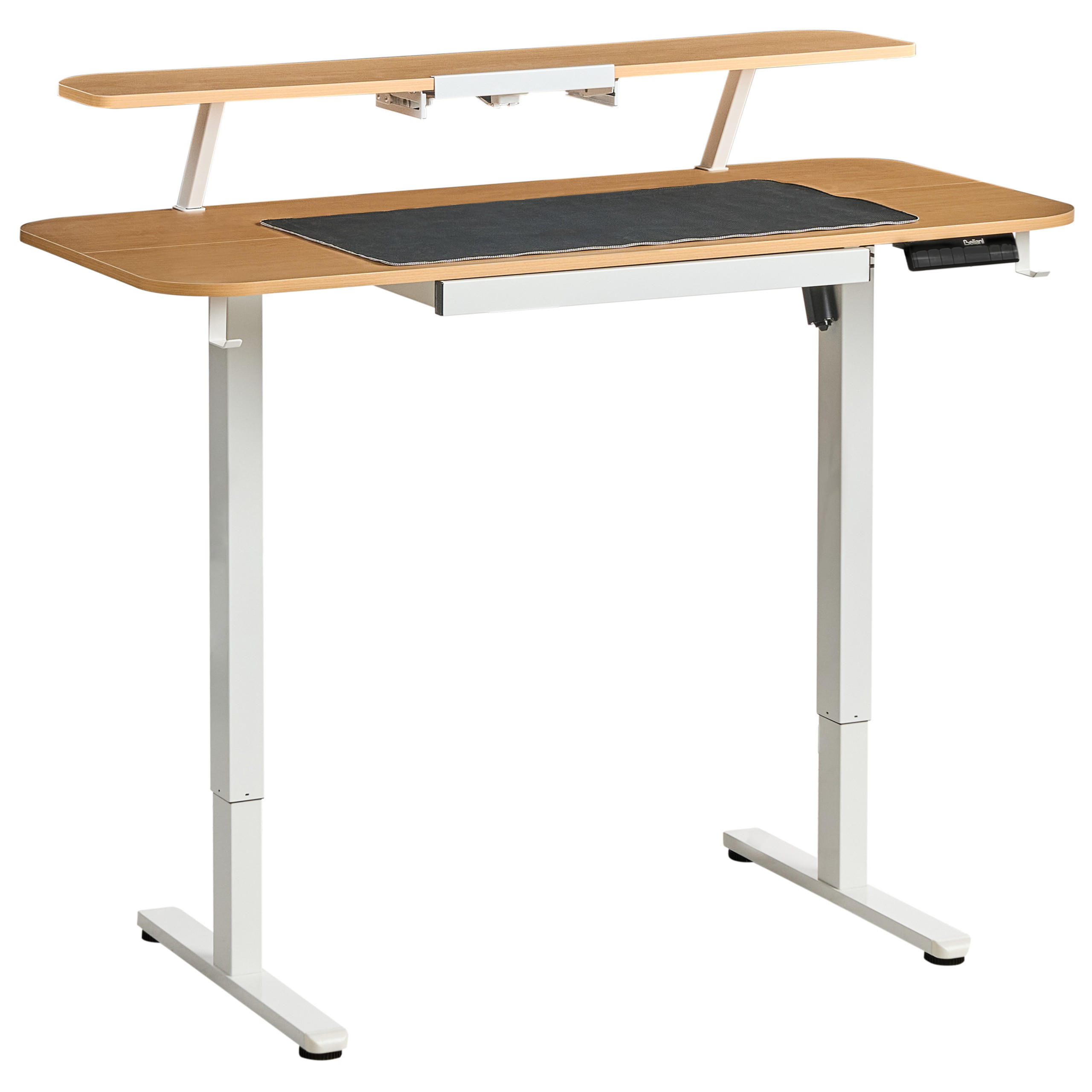 SCHREIBTISCH elektrisch höhenverstellbar 120/60 cm mit USB-Anschluss Hellbraun/Weiß Wilbanks - Hellbraun/Braun, Holzwerkstoff/Metall (60/120/90cm) - Beliani