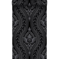 TAPETE Flock-Barockmuster 53 cm x 10.05 m - Schwarz, Papier (53/1000cm) - Origin Wallcoverings