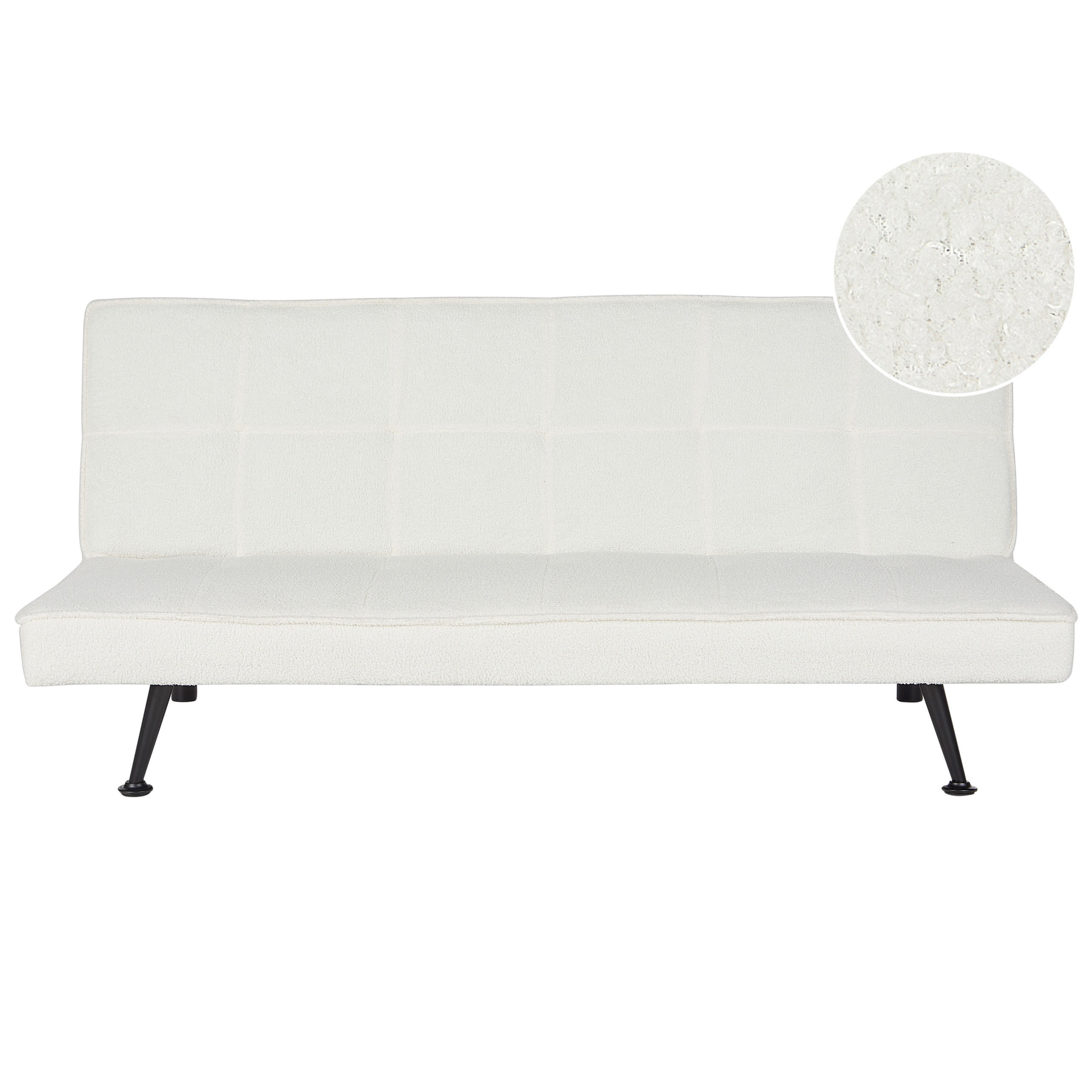 3-SITZER-SCHLAFSOFA Bouclé weiß Hasle - Schwarz/Weiß, Textil (168/77/88cm) - Beliani