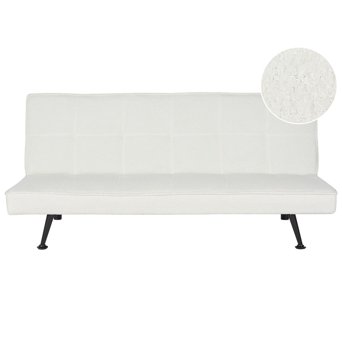 3-SITZER-SCHLAFSOFA Bouclé weiß Hasle - Schwarz/Weiß, Textil (168/77/88cm) - Beliani
