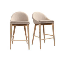 SKANDINAVISCHE Barhocker Stoff Beige Massives Eschenholz H66 cm 2er-Set DALIA - Beige, Textil (47/90/47cm) - Miliboo