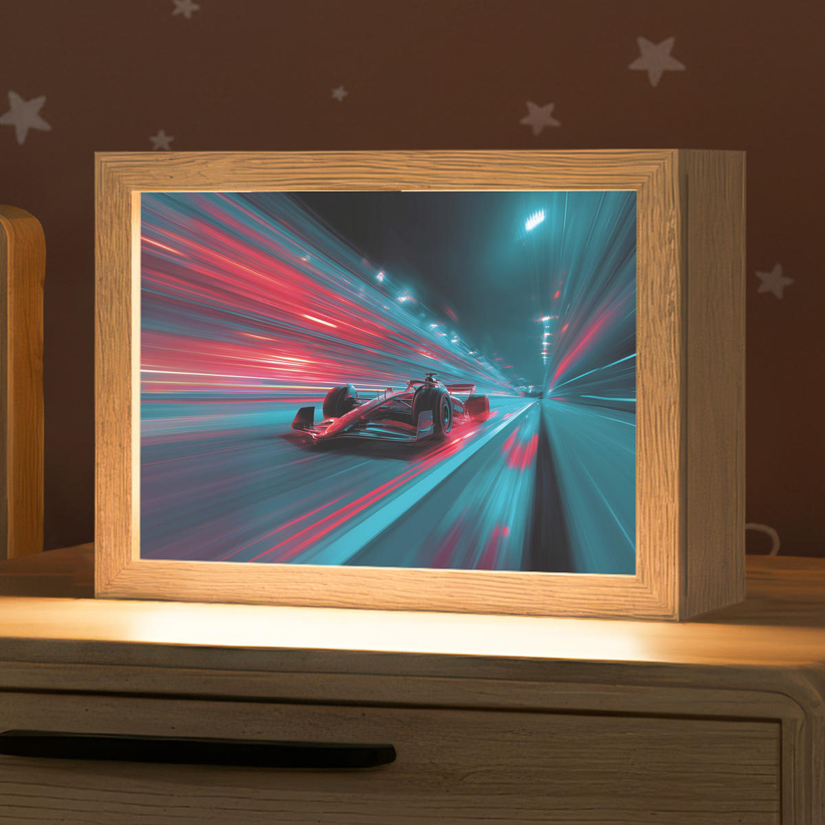 NACHTTISCHLAMPE Rennwagen - Rot - Geschwindigkeit 20x15 cm - Türkis, Holzwerkstoff (8/20/15cm)