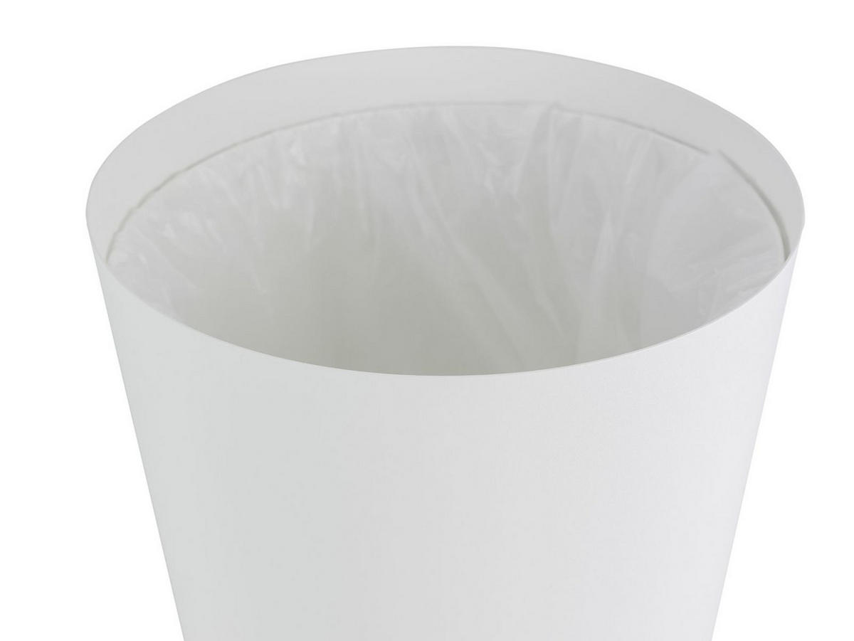 PAPIERKORB Rin weiß 23/28/23 cm rund mit Holzabdeckung - Weiß, Metall (23/28/23cm) - Yamazaki