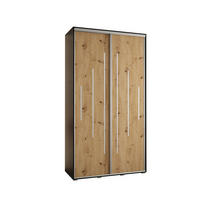 SCHWEBETÜRENSCHRANK 235,2/140/45 2-türig - Silberfarben/Schwarz, Holz/Metall (140/235/45cm) - Abiks Möbel
