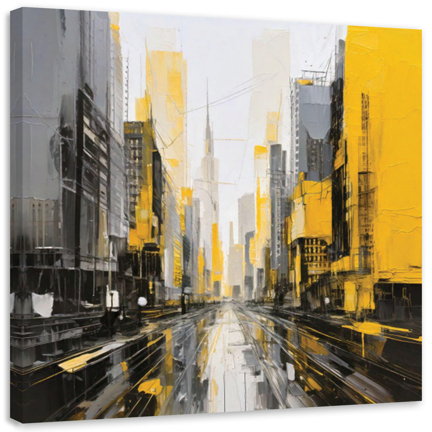 LEINWANDBILD Moderne Stadt Gelb 60x60cm - Gelb, Textil (60/60cm) - Feeby