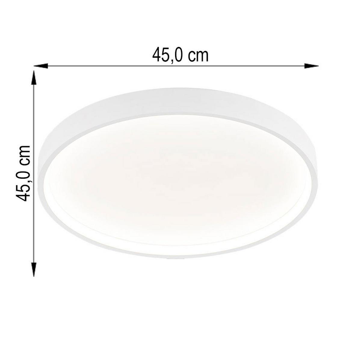 LED DECKENLEUCHTE Metall Weiß Rund - Weiß, Metall (45/45/4.5cm) - Wofi