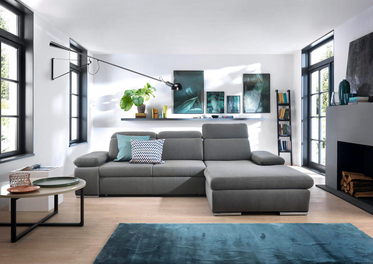 ECKSOFA ORLANDO Grau 285x194x100 cm - Grau, Textil (285/194cm) - FURNLUX