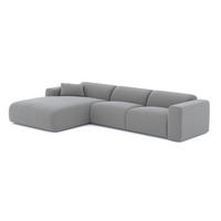 ECKSOFA LINKS Rastergewebe Hellgrau 280cm - Hellgrau/Grau, Textil (165/280cm) - Sia Home