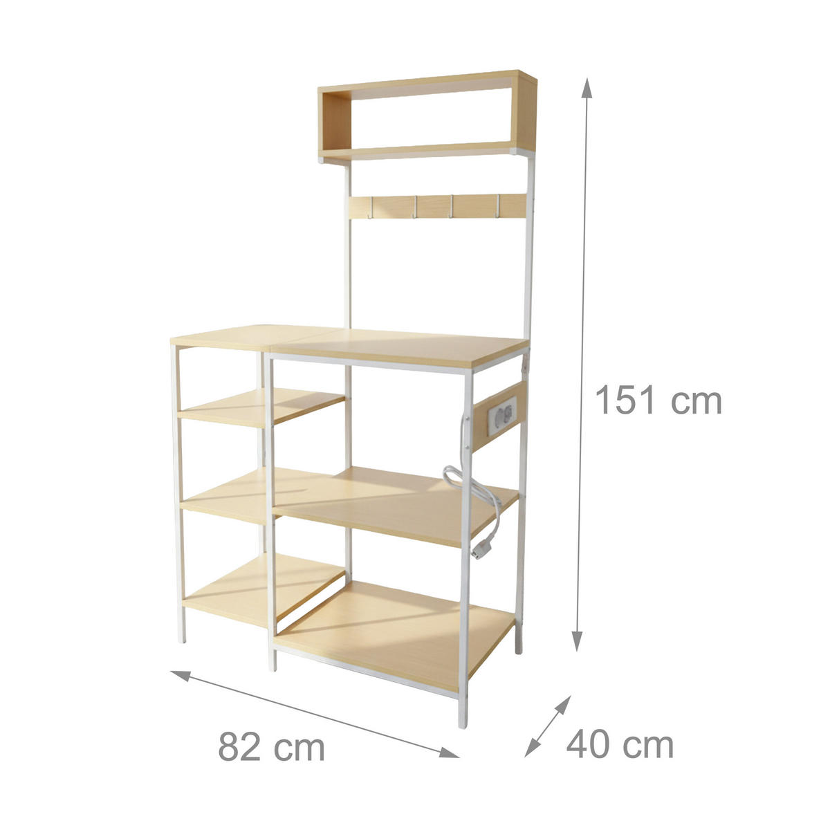 KUCHYNSKÁ pol. - viacfarebná, kov/kompozitné drevo (40/151/82cm) - Relaxdays