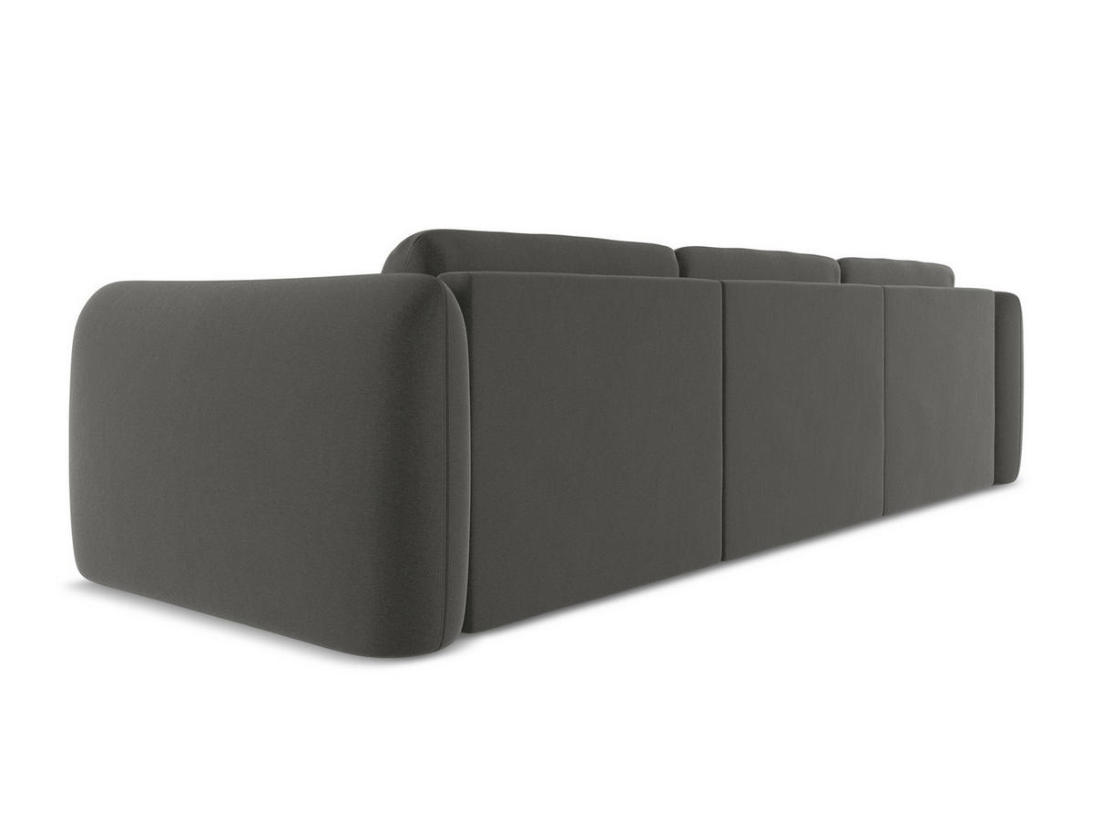 ECKSOFA Links Samt Stoff Grau - Dunkelgrau/Schwarz, Kunststoff/Textil (170/290cm) - Makamii