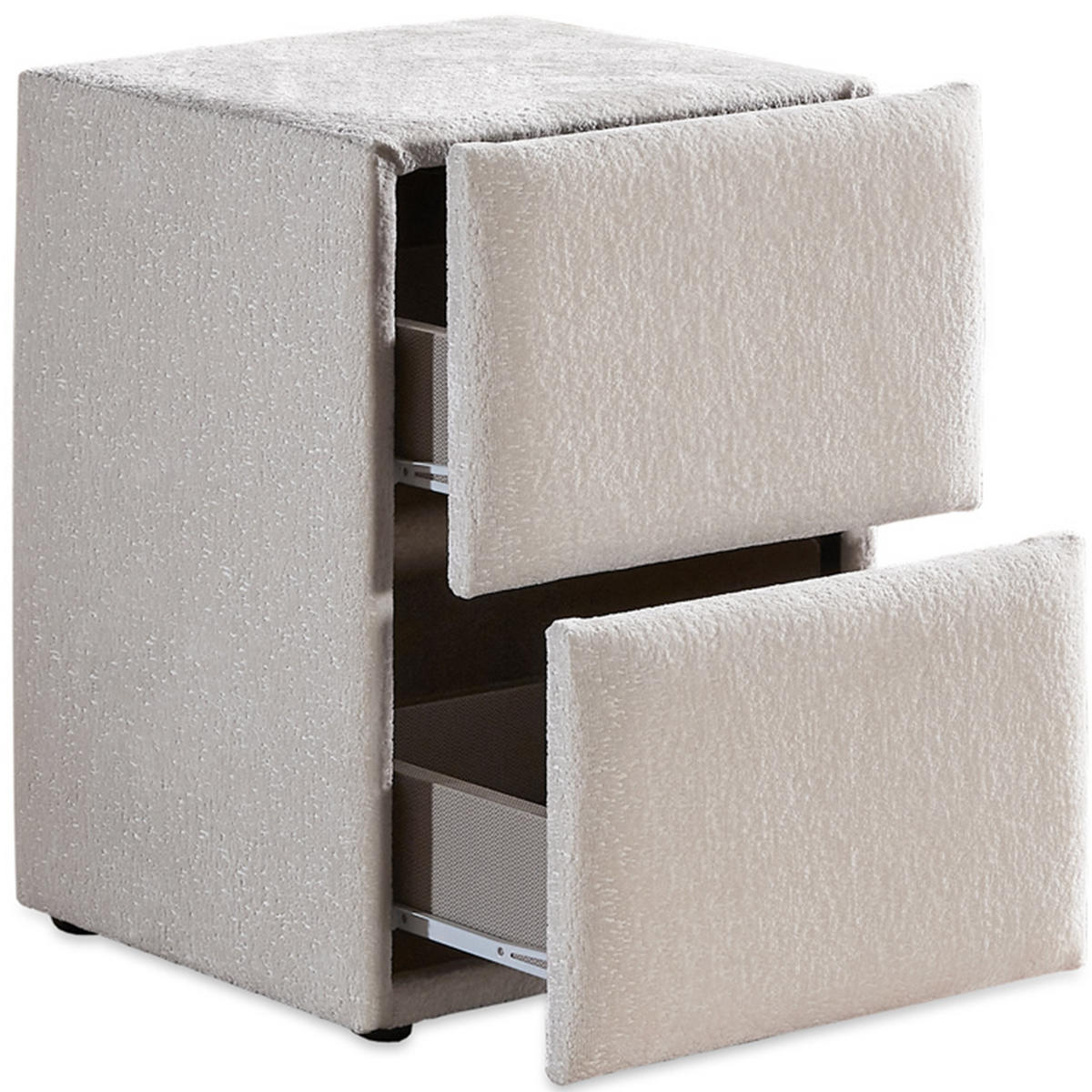 NACHTTISCH PORTO 40/42/58 cm, Beige, zwei Schubladen - Beige/Schwarz, Holz/Kunststoff (40/58/42cm) - Consilio Concept