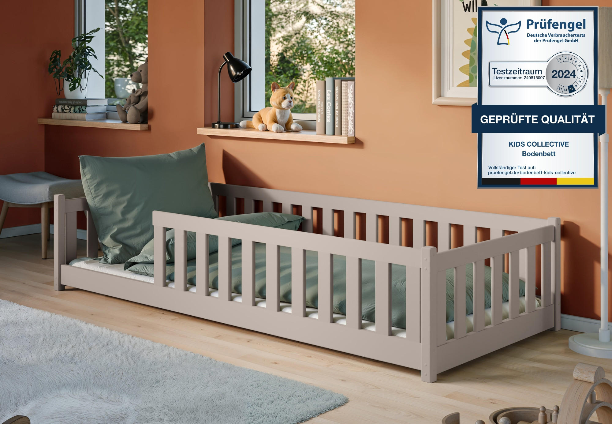 BODENBETT 90x190 cm in Kaschmir - Kaschmir, Holz (90/190cm) - Kids Collective