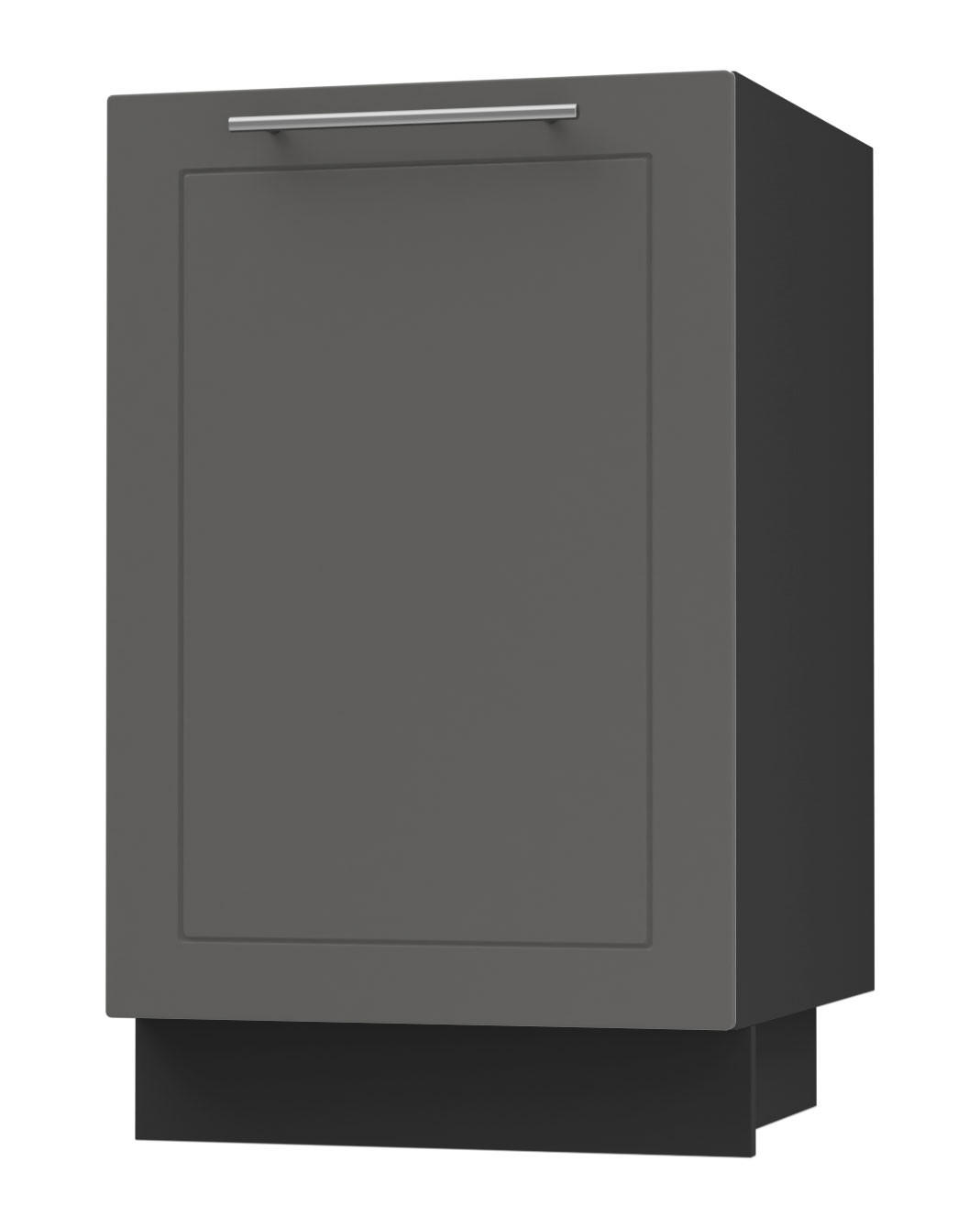KÜCHENUNTERSCHRANK Kvantum D1D/50 Graphit Matt / Schwarz Matt 50 / 50 / 82cm - Schwarz/Graphitfarben, Holz/Holzwerkstoff (50/82/50cm) - Feldmann-Wohnen