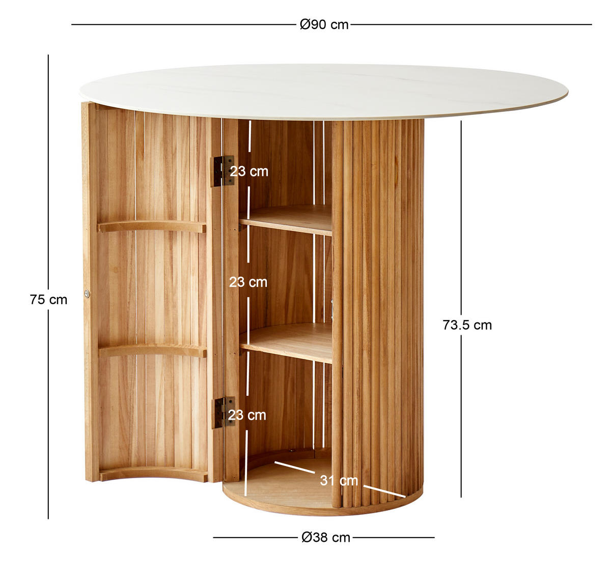 ESSTISCH Rund Braun 90 x 90 x 75 (cm) - Braun, Holz (90/90/75cm) - Nordlys