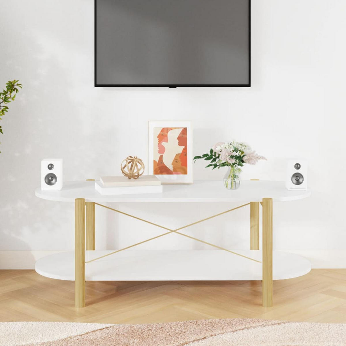 COUCHTISCH Weiß 110x48x40 cm Holzwerkstoff - Weiß, Holzwerkstoff (110/48/40cm) - furnicato