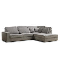 ECKSOFA Kirou Beige grau Chenille-Stoff - Rechts Seite - Greige/Schwarz, Holz/Holzwerkstoff (311/225cm) - Maison de Reve
