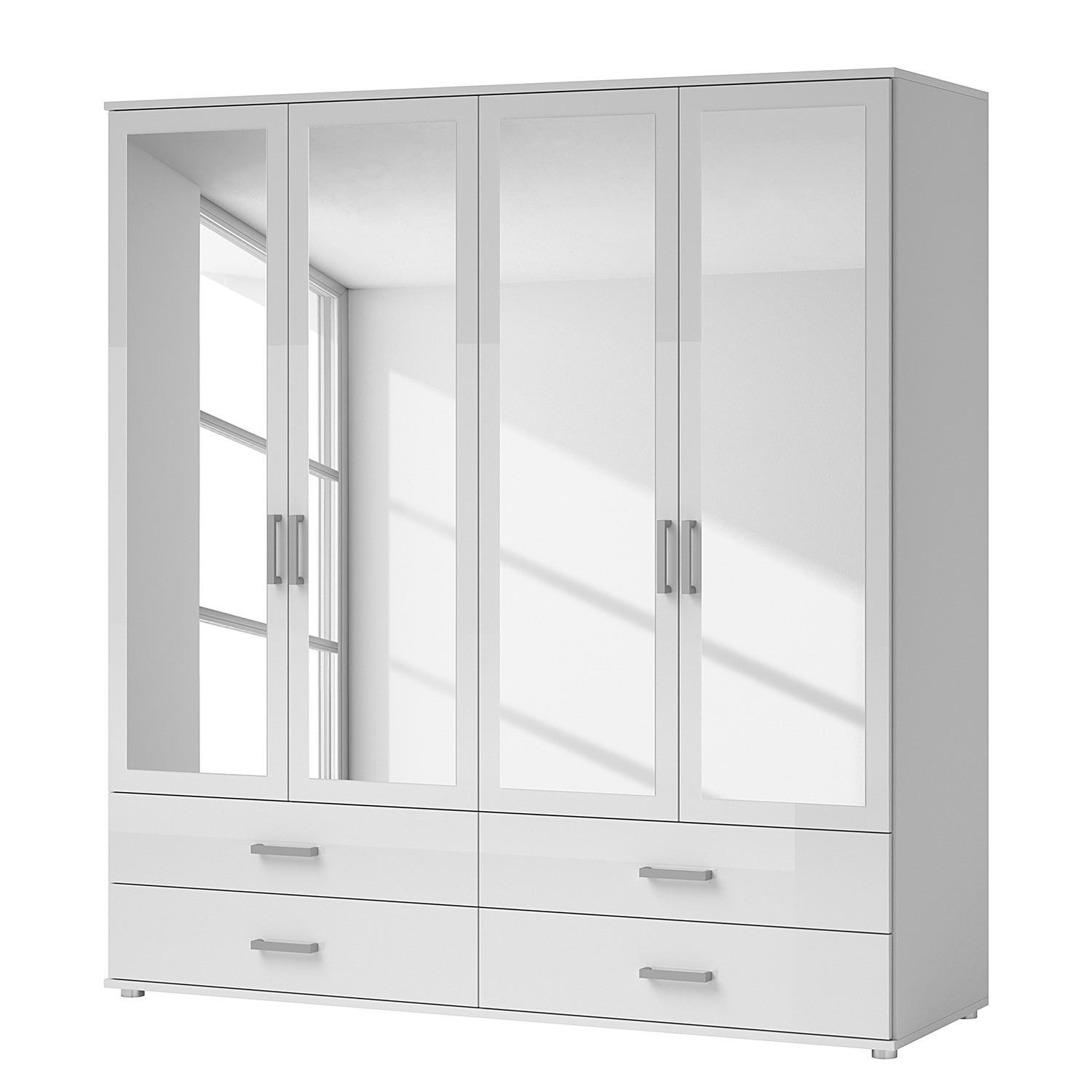 DREHTÜRENSCHRANK - Spanplatte - Silberfarben/Weiß, Holzwerkstoff/Kunststoff (180/190/51cm) - home24