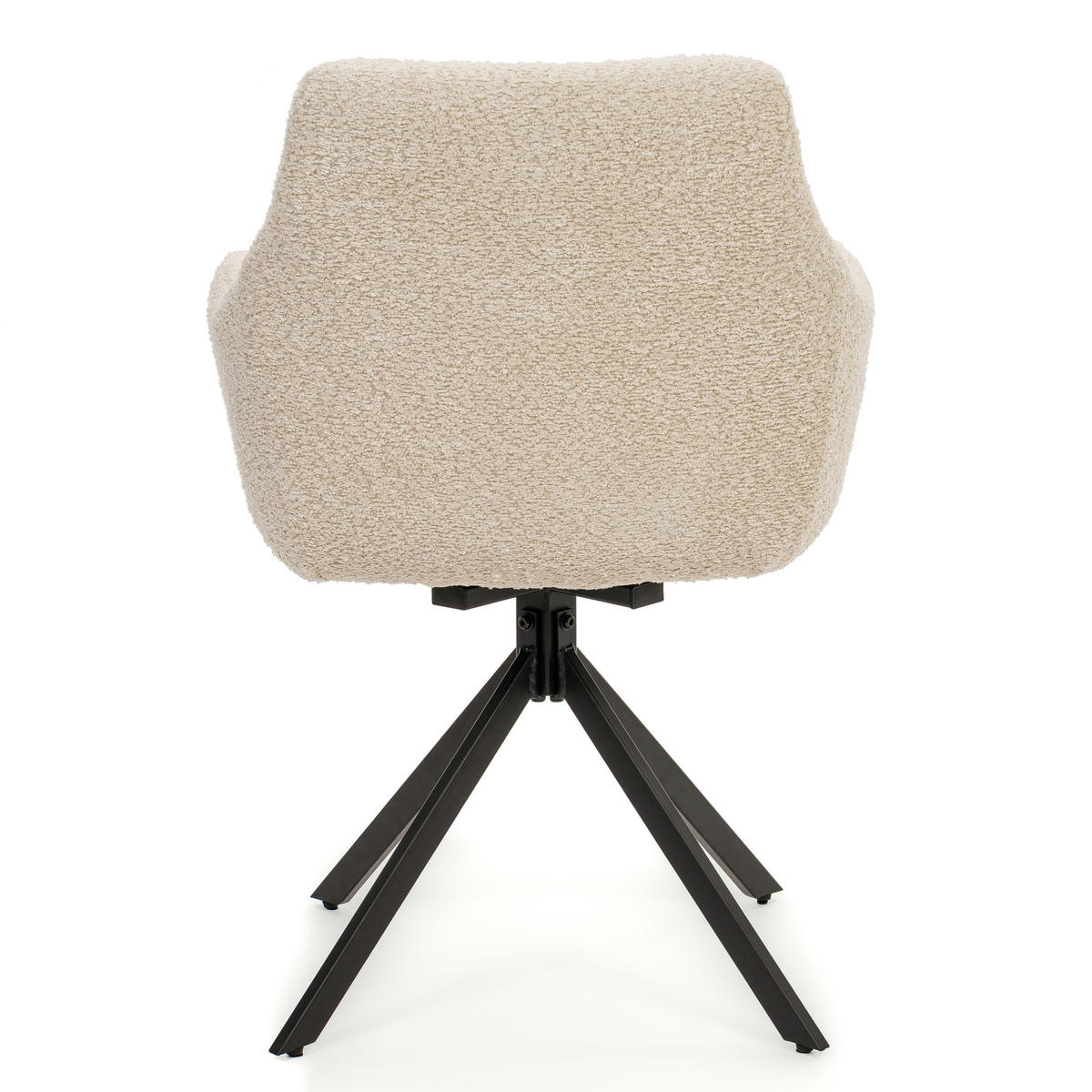 STUHL FANO X drehbar gepolsterter mit Steppung - cream - Boucle - Creme/Schwarz, Textil/Metall (58/83/59cm) - NEW HOME