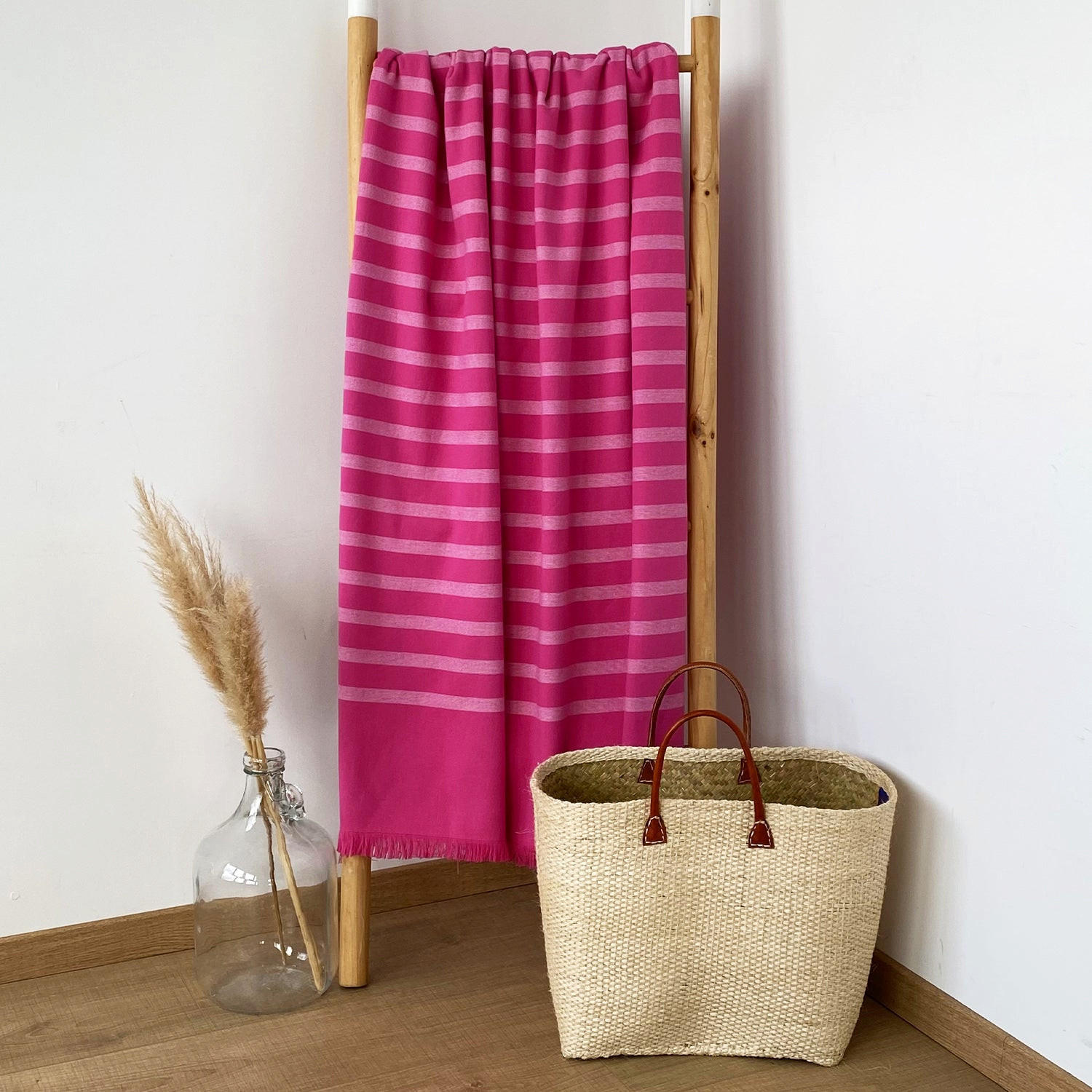 HAMAMTUCH mit Frotteefutter Alanya Fuchsia 140x180 400g/m² - Pink, Textil (140/180cm) - LE COMPTOIR DE LA PLAGE