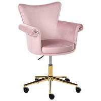 SCHREIBTISCHSTUHL Samtstoff Pastellrosa Velencia - Pink, Textil (64/85/60cm) - Beliani