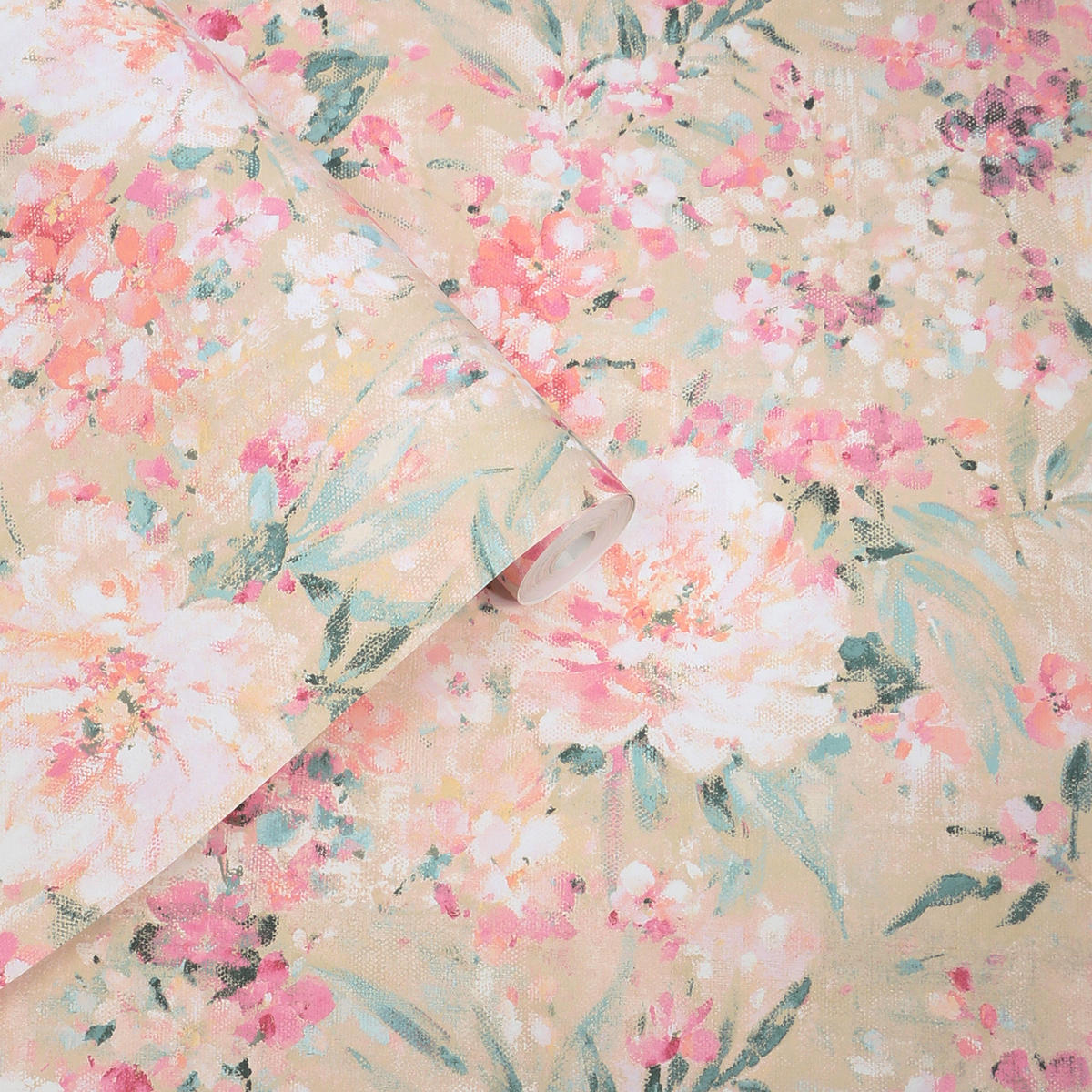 VLIESTAPETE Gemalte Blumen - Pink, Papier/Kunststoff (52/1000cm) - LAURA ASHLEY